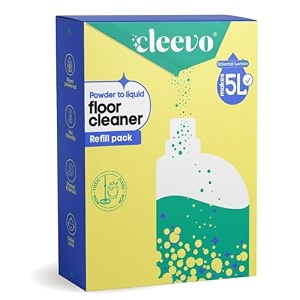 cleevo floor cleaner liquid 5l refill pack  1 pouch  1l floor cleaners for mops  chlorine-free surface cleaner all-purpose floor cleaning liquid zesty lemon