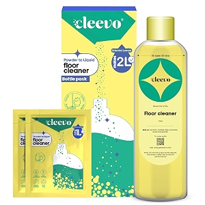 cleevo floor cleaner liquid 2l bottle pack  1 pouch  1l floor cleaners for mops  chlorine-free surface cleaner all-purpose floor cleaning liquid zesty lemon