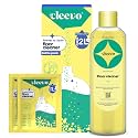 Cleevo Floor Cleaner Liquid (2L Bottle Pack) | 1 Pouch = 1L Floor Cleaners for Mops | Chlorine-Free Surface Cleaner, All-Purpose Floor Cleaning Liquid (Zesty Lemon)