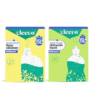 cleevo smart refill pack  dishwash gel 5l  floor cleaner 5l  organic dish wash for oil stains amp burnt residues floor cleaner for mops tiles amp hard surfaces  pet amp child safe
