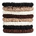 Clementine Organic Silk Scrunchies, 8 Skinny, GOTS Certified, Crease-Free