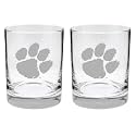 Clemson Tigers Satin Finish Rock Glass Set of 2 14oz
