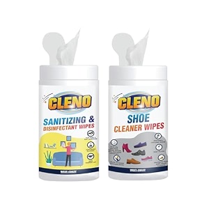cleno sanitizing disinfectant wet wipes 50 wipes amp shoe cleaner wet wipes 50 wipes ready to use combo