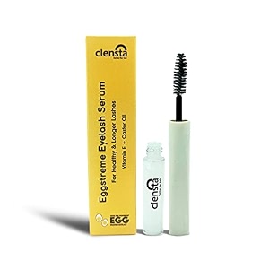 clensta eggstreme eyelash growth serum for lashes hair growth with egg protein vitamin e for all skin amp hair types women 8 ml