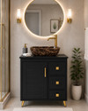 CLEOPATRA Premium Pu black 24 inches freestanding