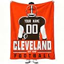 Cleveland Throw Blanket Personalized Name and Number Gifts for Men Women Kids Flannel Tapestry