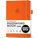 Clever Fox Password Book with Alphabetical Tabs, 5.3"x7.7" Keeper Orange
