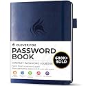 Clever Fox Password Book with Alphabetical Tabs, 4"x5.5" Keeper Dark Blue