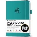 Clever Fox Password Book with Alphabetical Tabs, 5.3"x7.7 Keeper Aquamarine