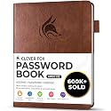 Clever Fox Password Book with Alphabetical Tabs, 7"x10" Keeper Brown