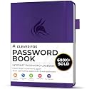 Clever Fox Password Book with Alphabetical Tabs, 4"x5.5" Keeper Purple