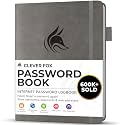 Clever Fox Password Book with Alphabetical Tabs, 4"x5.5" Keeper Grey