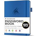 Clever Fox Password Book with Alphabetical Tabs, 4"x5.5" Keeper Royal Blue