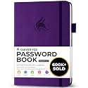 Clever Fox Password Book with Alphabetical Tabs, 5.3"x7.7" Keeper Purple