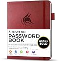 Clever Fox Password Book with Alphabetical Tabs, 4"x5.5" Keeper Wine Red