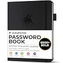 Clever Fox Password Book with Alphabetical Tabs, 4"x5.5" Keeper Black