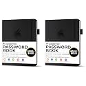 Clever Fox Password Book with alphabetical tabs. Internet Address Organizer Logbook. Small Pocket Password Keeper for Website Logins (Black) (Pack of 2)