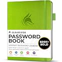 Clever Fox Password Book with Alphabetical Tabs, 4"x5.5" Keeper Green