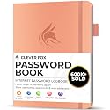 Clever Fox Password Book with Alphabetical Tabs, 4"x5.5" Keeper Peach Pink