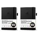 Clever Fox Password Book with alphabetical tabs. Internet Address Organizer Logbook. Medium Password Keeper for Website Logins (Black) (Pack of 2)