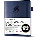 Clever Fox Password Book with Alphabetical Tabs, 7"x10" Keeper Dark Blue