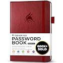 Clever Fox Password Book with Alphabetical Tabs, 5.3"x7.7" Keeper Wine Red