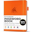 Clever Fox Password Book with Alphabetical Tabs, 4"x5.5" Keeper Orange