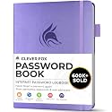 Clever Fox Password Book with Alphabetical Tabs, 4"x5.5" Keeper Lavender