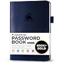 Clever Fox Password Book with Alphabetical Tabs, 5.3"x7.7" Keeper Dark Blue