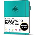 Clever Fox Password Book with Alphabetical Tabs, 7"x10" Keeper Aquamarine