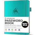 Clever Fox Password Book with Alphabetical Tabs, 4"x5.5" Keeper Turquoise