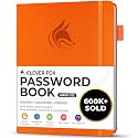 Clever Fox Password Book with Alphabetical Tabs, 7"x10" Keeper Orange