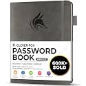 Clever Fox Password Book with Alphabetical Tabs, 7"x10" Keeper Grey