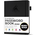 Clever Fox Password Book with Alphabetical Tabs, 7"x10" Keeper Black