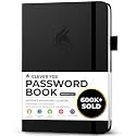 Clever Fox Password Book with Alphabetical Tabs, 5.3"x7.7" Keeper Black
