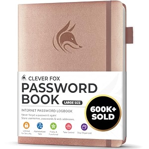 clever fox password book with tabs internet address and password organizer logbook with alphabetical tabs large size password keeper journal notebook for computer amp website logins rose gold