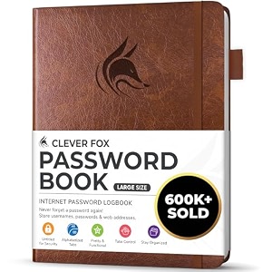 clever fox password book with alphabetical tabs internet address organizer logbook small pocket password keeper for website logins black
