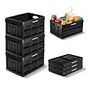 CleverMade Collapsible Storage Bins, 32L 3 Pack, 66 lb Stackable, Obsidian