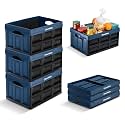 CleverMade Collapsible Storage Bins, 32L 3 Pack, 66 lb Stackable, Ocean