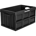 CleverMade Collapsible Storage Bins, 46L 1 Pack, 75 lb Stackable, Obsidian