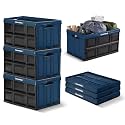 CleverMade Collapsible Storage Bins, 62L 3 Pack, 100 lb Stackable, Ocean