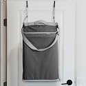 CleverMade Hanging Laundry Hamper Bag with Over the Door Hooks, Single, Stone