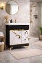 Clicebestix Freestanding Vanity Washbasin Cabinate 24 inch freestanding Vanity with washbasin premium design three draws Table Top Basin (Black, Gold, brown)