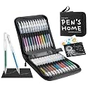 Click Glitter Gel Pen Set with Portable Storage Case, 24 Colors 1.0mm Tip,Black