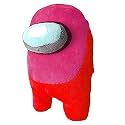 Among Us Plush Toy (18 cm) Among Us Merch Cute Soft Plush Bulging Eyes Astronaut Plush Figure Toy (Rani Pink and Red)
