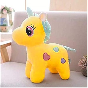 soft long soft lovable hugable cute giant life size teddy bear 32 cm unicorn yellow