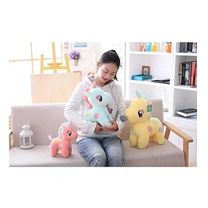 soft long soft lovable hugable cute giant life size teddy bear 32 cm unicorn blue