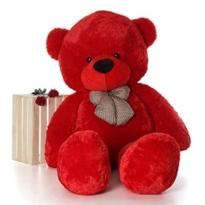 soft toys long soft lovable huggable cute giant life size teddy figure child safe best for birthday gift valentine gift for girlfriend 3 feet red