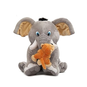softness long soft lovable hugable cute giant life size teddy bear elepahnt with monkey grey