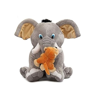 softness long soft lovable hugable cute giant life size teddy bear elepahnt with monkey grey